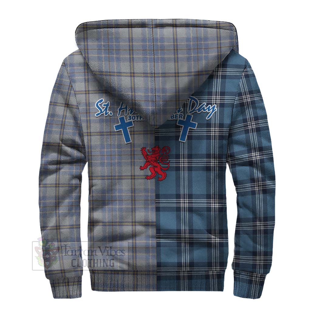 Tartan Vibes Clothing Tweedie Tartan Sherpa Hoodie Happy St. Andrew's Day Half Tartan Style