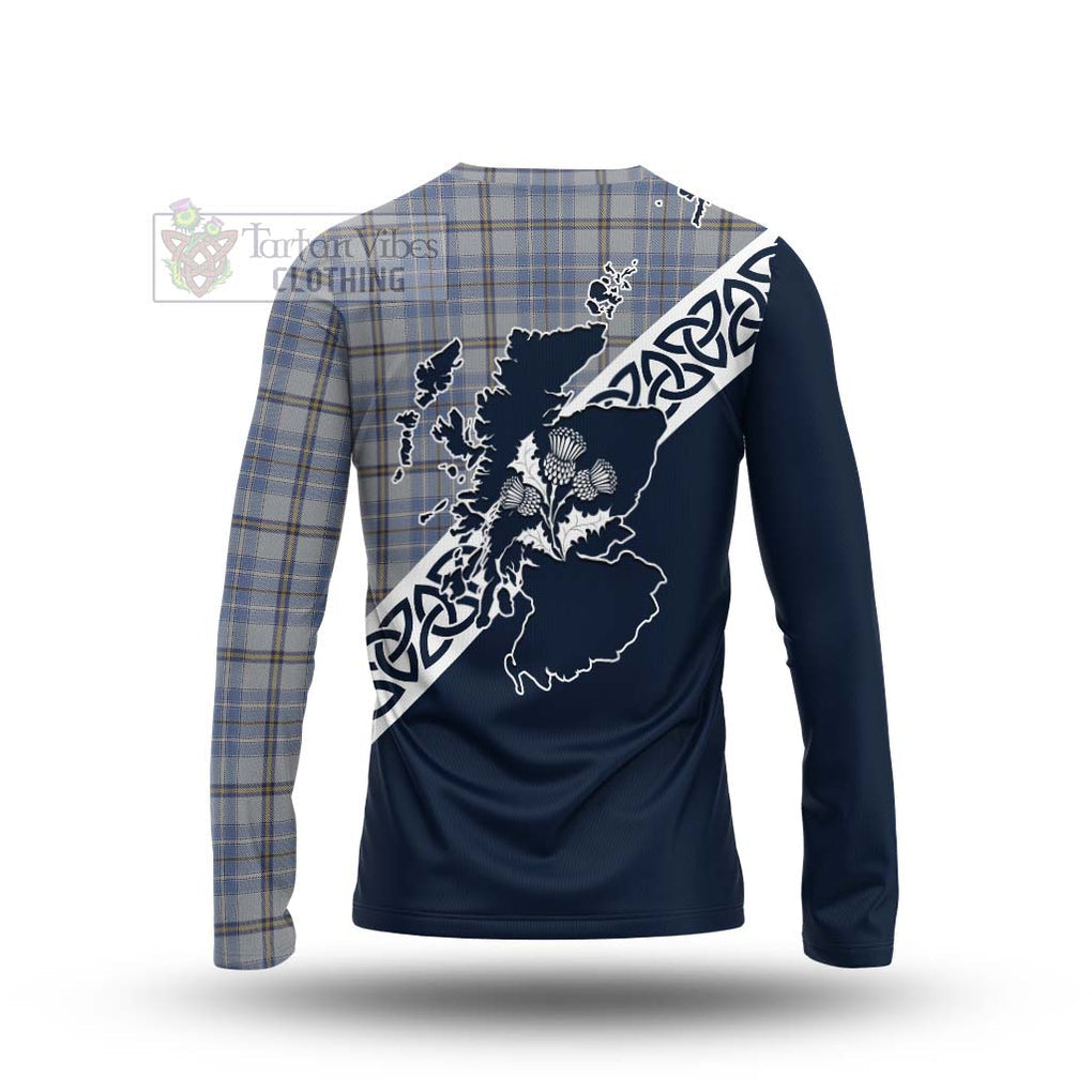 Tartan Vibes Clothing Tweedie Tartan Long Sleeve T-Shirt Featuring Thistle and Scotland Map