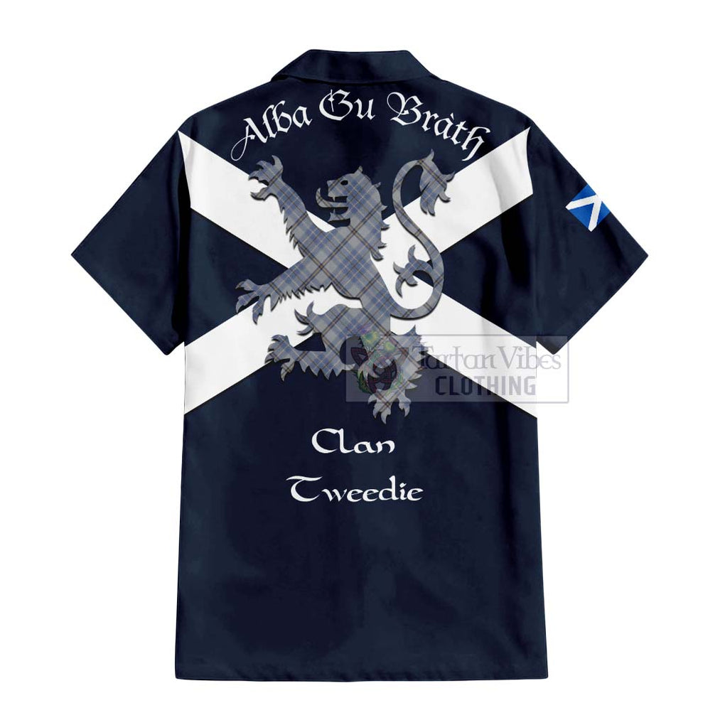 Tartan Vibes Clothing Tweedie Tartan Lion Rampant Short Sleeve Button Shirt – Proudly Display Your Heritage with Alba Gu Brath and Clan Name