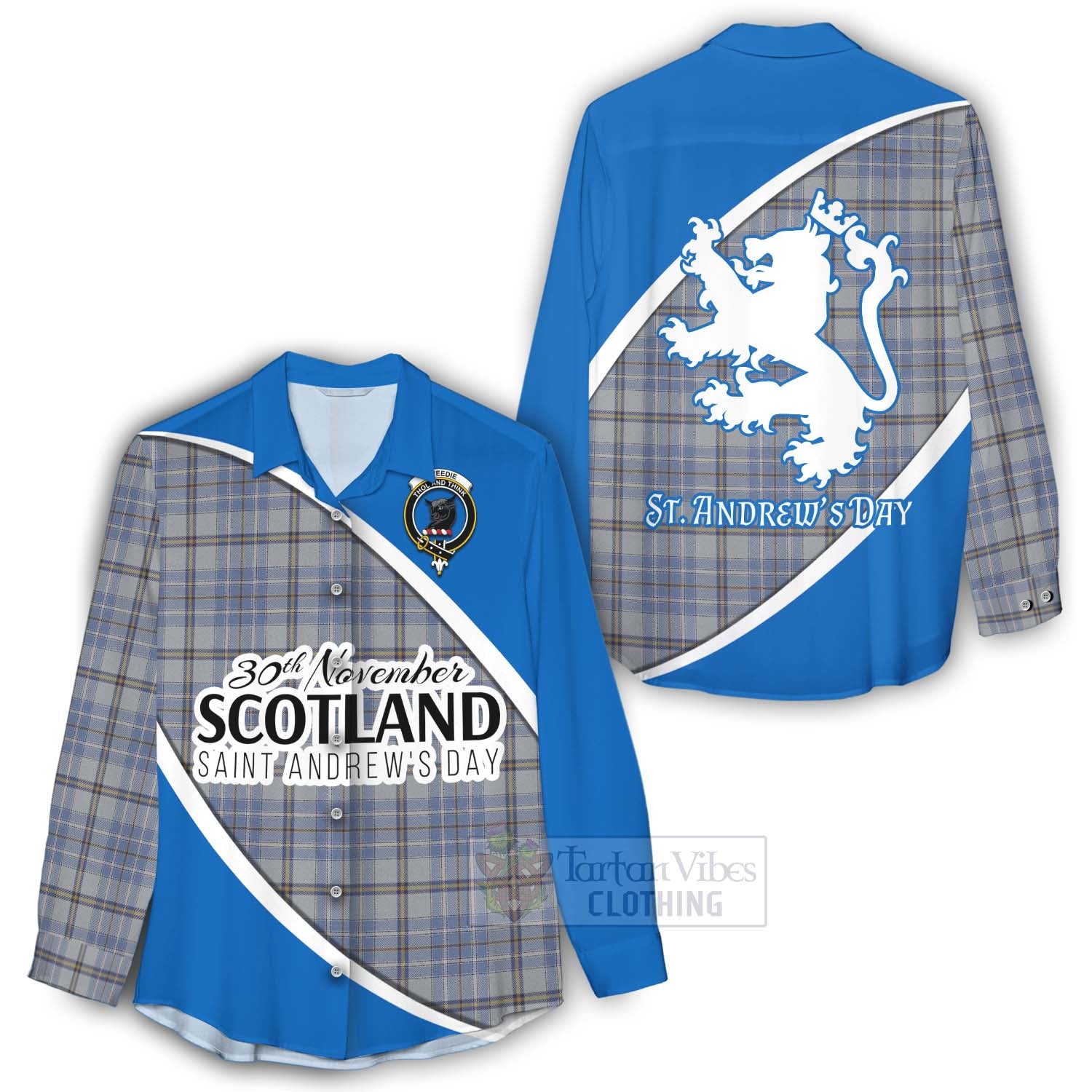 Tartan Vibes Clothing Tweedie Family Crest Tartan Women's Casual Shirt Celebrate Saint Andrew's Day in Style