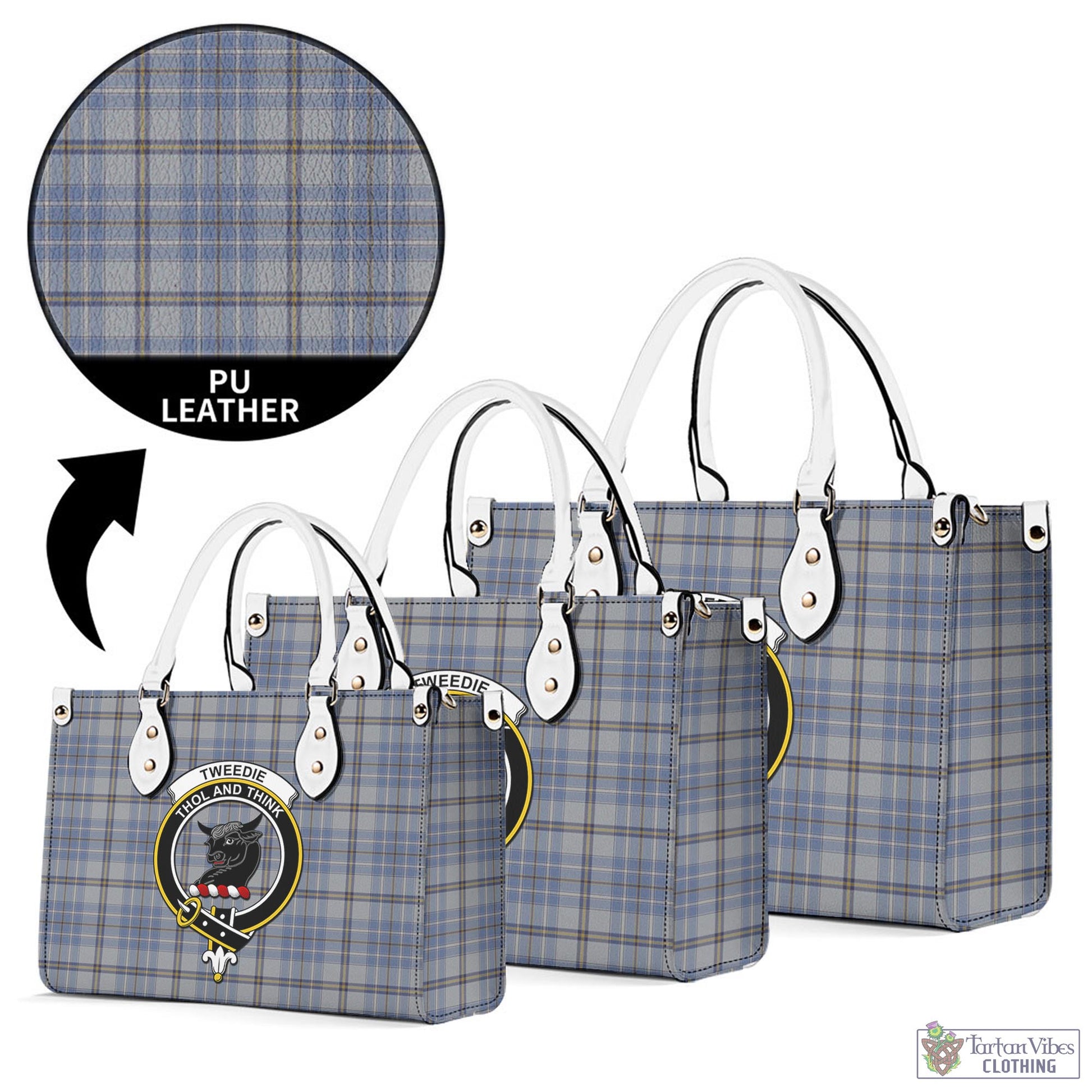 Tartan Vibes Clothing Tweedie Tartan Luxury Leather Handbags with Family Crest