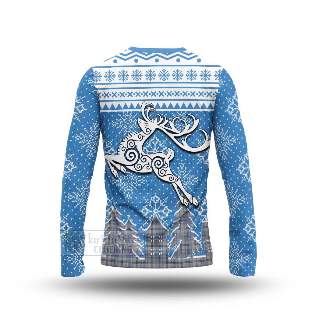 Tartan Vibes Clothing Tweedie Clan Christmas Long Sleeve T-Shirt Celtic Reindeer Style