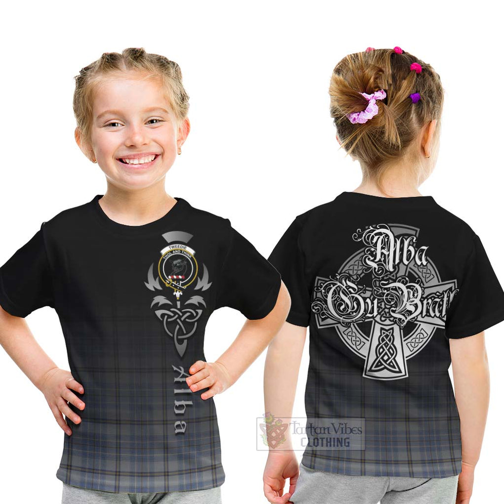 Tartan Vibes Clothing Tweedie Tartan Kid T-Shirt Featuring Alba Gu Brath Family Crest Celtic Inspired