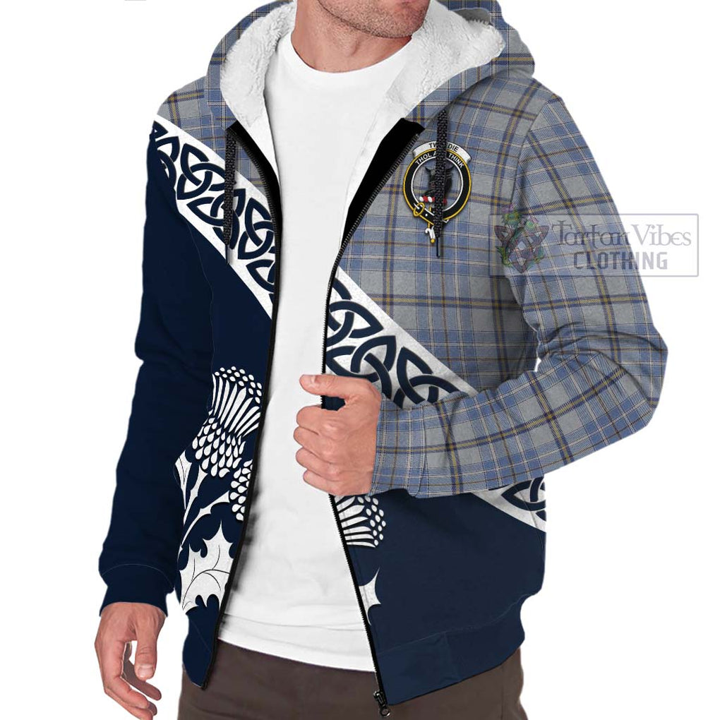 Tartan Vibes Clothing Tweedie Tartan Sherpa Hoodie Featuring Thistle and Scotland Map