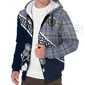 Tweedie Tartan Sherpa Hoodie Featuring Thistle and Scotland Map