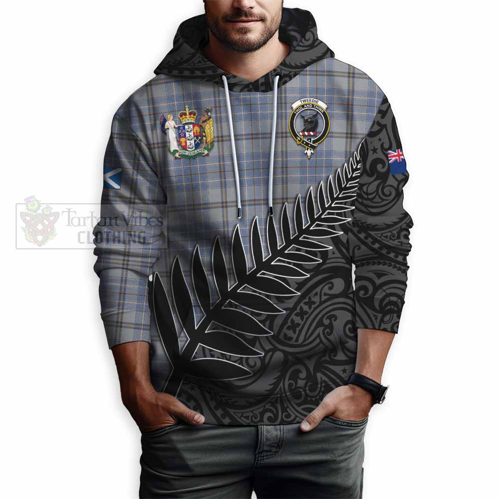 Tartan Vibes Clothing Tweedie Crest Tartan Hoodie with New Zealand Silver Fern Half Style