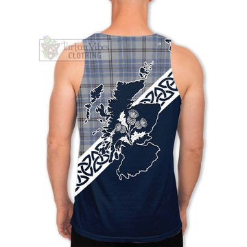 Tweedie Tartan Men's Tank Top Featuring Thistle and Scotland Map