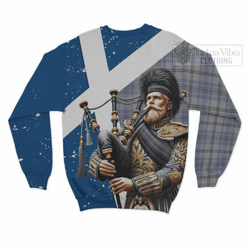 Tweedie Tartan Sweatshirt with Family Crest Scottish Bagpiper Vibes