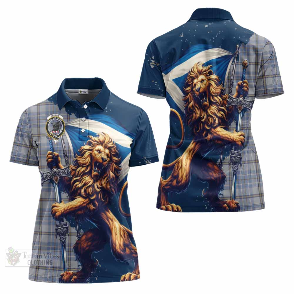 Tartan Vibes Clothing Tweedie Tartan Family Crest Women's Polo Shirt with Scottish Majestic Lion