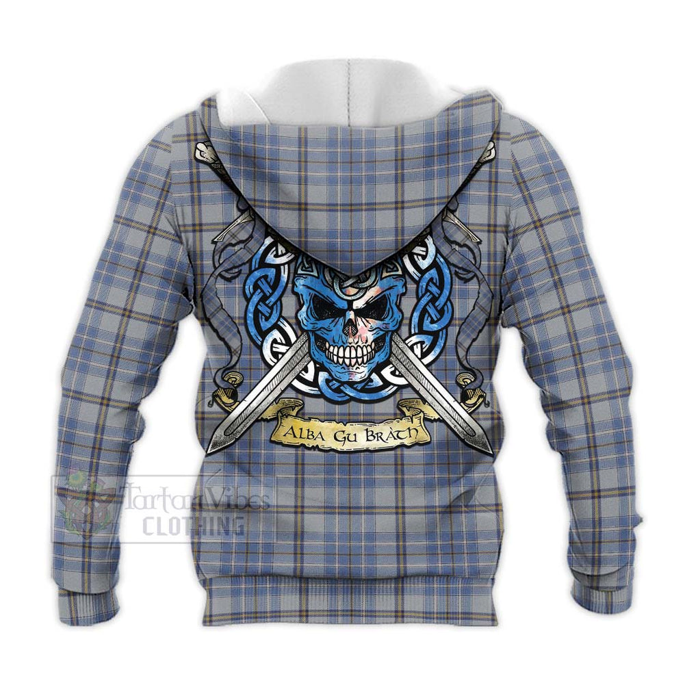 Tweedie Tartan Knitted Hoodie with Family Crest Celtic Skull Style - Tartan Vibes Clothing