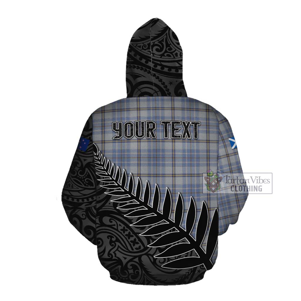 Tartan Vibes Clothing Tweedie Crest Tartan Cotton Hoodie with New Zealand Silver Fern Half Style