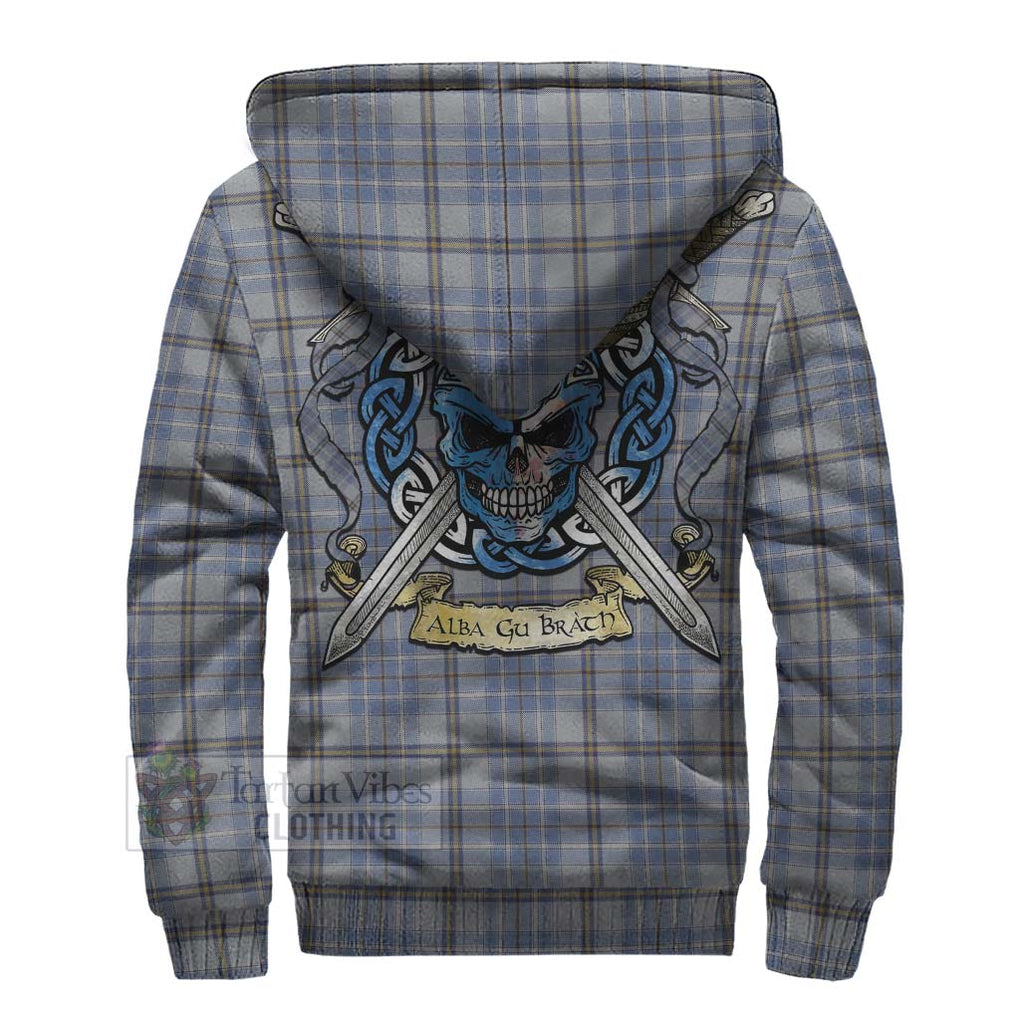 Tartan Vibes Clothing Tweedie Tartan Sherpa Hoodie with Family Crest Celtic Skull Style