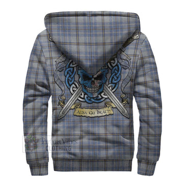 Tweedie Tartan Sherpa Hoodie with Family Crest Celtic Skull Style