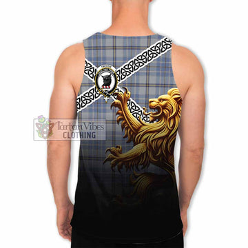 Tweedie Crest Tartan Men's Tank Top with Golden Lion Emblem Celtic Style - Tartan Vibes Clothing