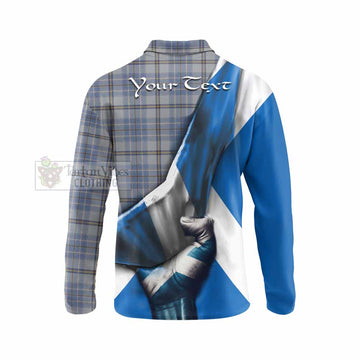 Tweedie Tartan Long Sleeve Polo Shirt with Family Crest Scotland Patriotic Style