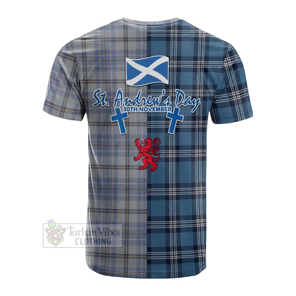 Tartan Vibes Clothing Tweedie Tartan Cotton T-shirt Happy St. Andrew's Day Half Tartan Style