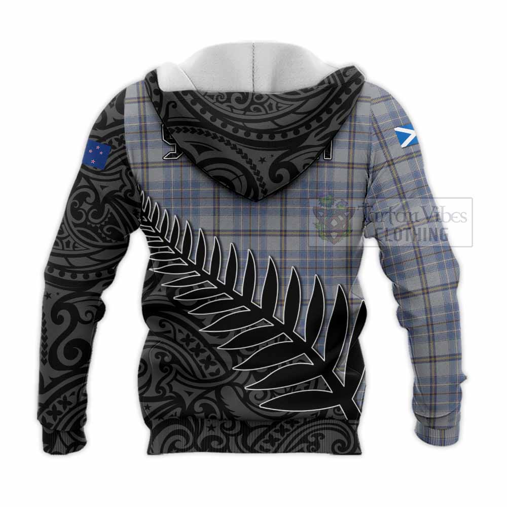 Tartan Vibes Clothing Tweedie Crest Tartan Knitted Hoodie with New Zealand Silver Fern Half Style