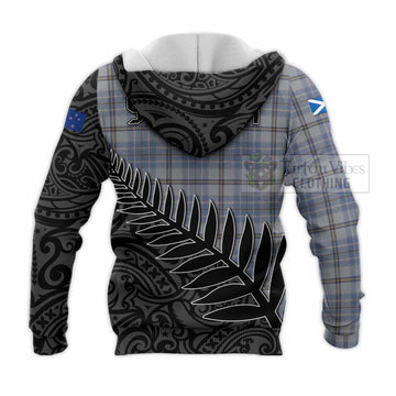 Tweedie Crest Tartan Knitted Hoodie with New Zealand Silver Fern Half Style