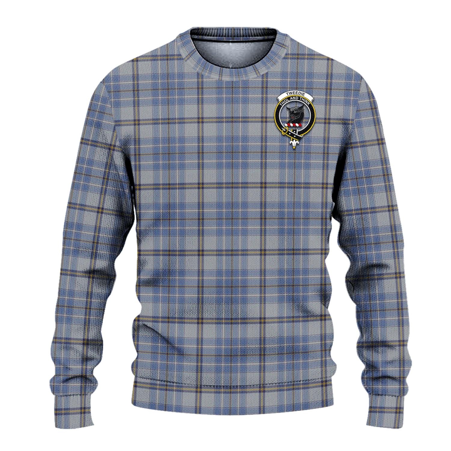 Tweedie Tartan Knitted Sweater with Family Crest - Tartanvibesclothing