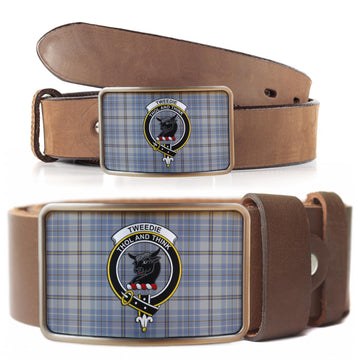 Tweedie Tartan Belt Buckles with Family Crest