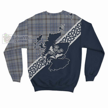 Tweedie Tartan Sweatshirt Featuring Thistle and Scotland Map