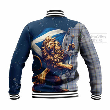 Tweedie Tartan Family Crest Baseball Jacket with Scottish Majestic Lion