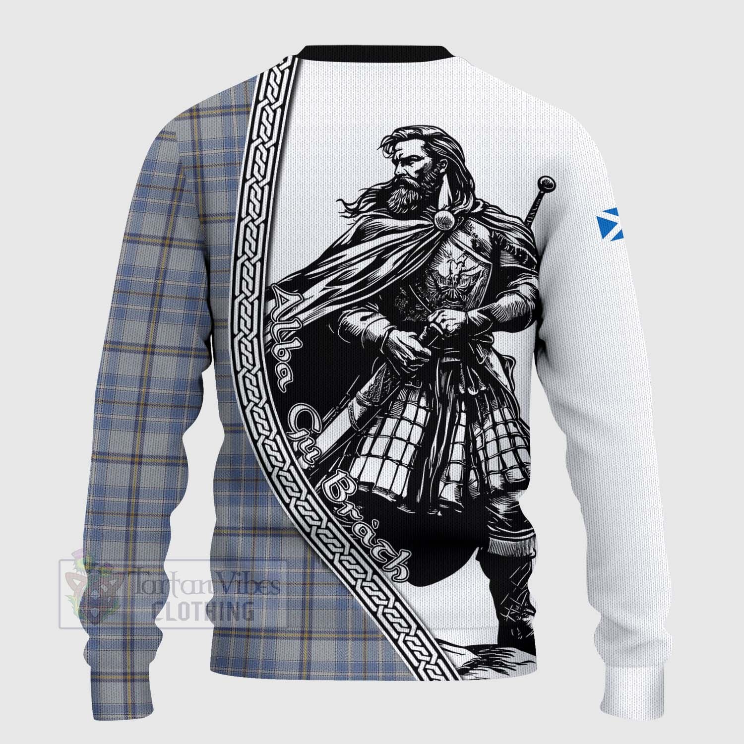 Tartan Vibes Clothing Tweedie Tartan Clan Crest Knitted Sweater with Highlander Warrior Celtic Style