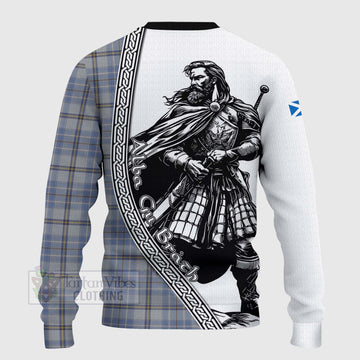 Tweedie Tartan Clan Crest Knitted Sweater with Highlander Warrior Celtic Style