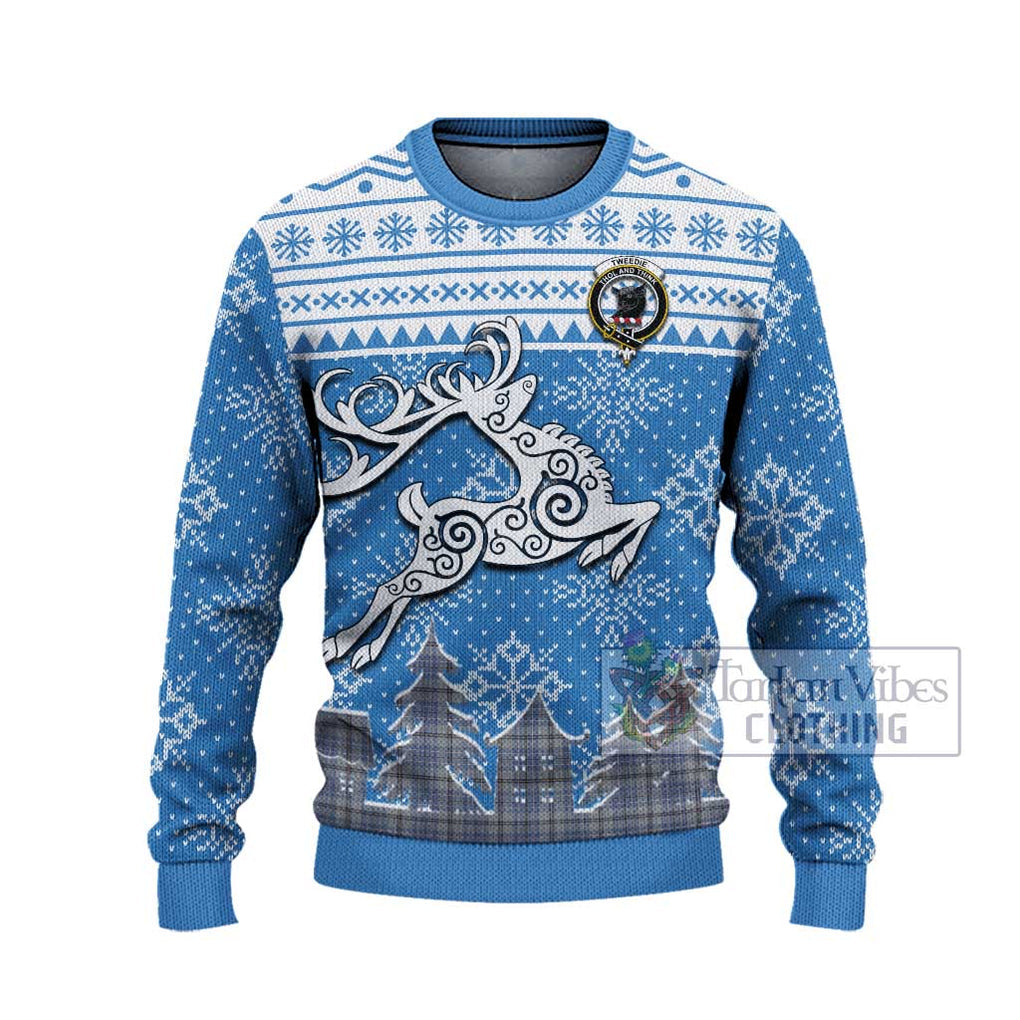 Tartan Vibes Clothing Tweedie Clan Christmas Ugly Sweater with Tartan and Celtic Raindeer Style