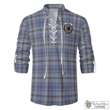 Tweedie Tartan Men's Scottish Traditional Jacobite Ghillie Kilt Shirt with Family Crest