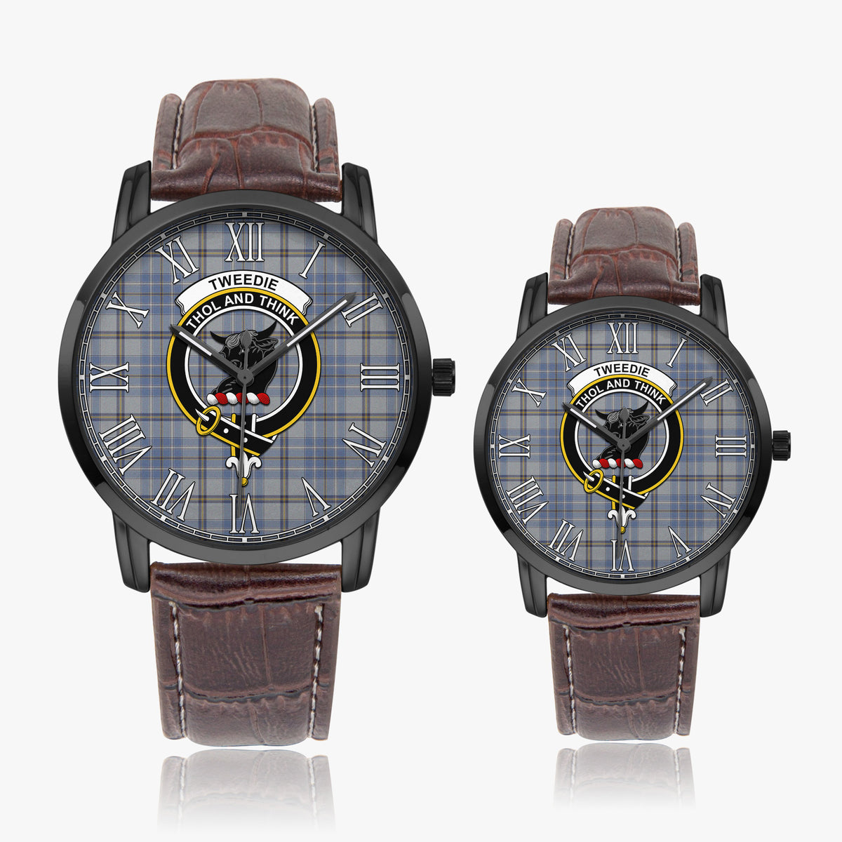 Tweedie Tartan Family Crest Leather Strap Quartz Watch - Tartan Vibes Clothing