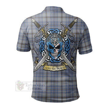 Tweedie Tartan Polo Shirt with Family Crest Celtic Skull Style