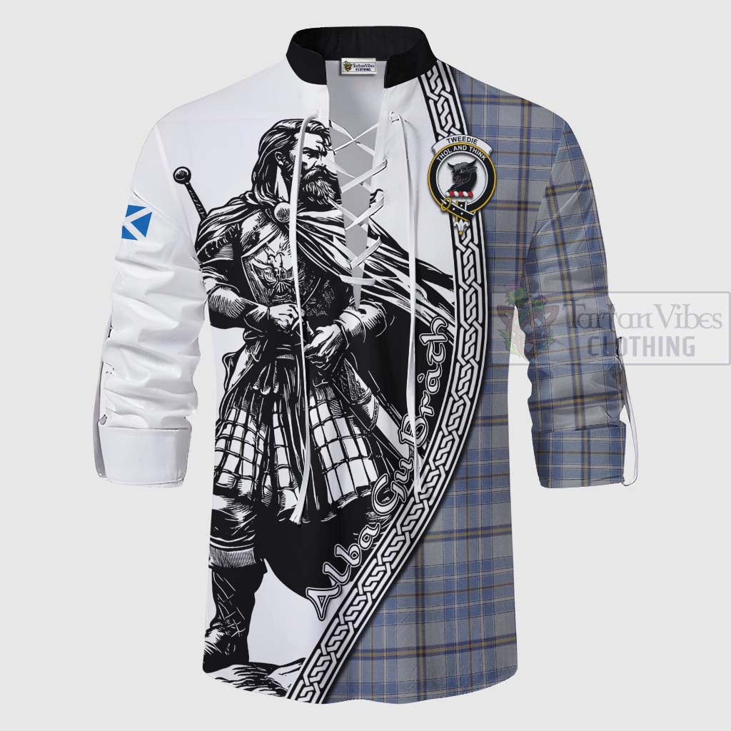 Tartan Vibes Clothing Tweedie Tartan Clan Crest Ghillie Kilt Shirt with Highlander Warrior Celtic Style