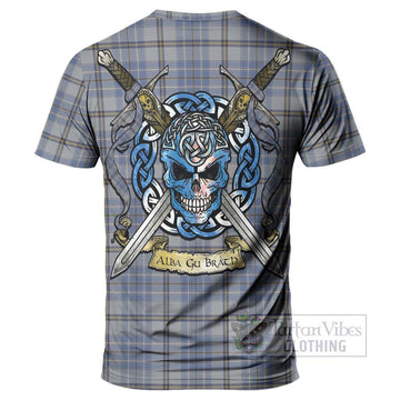 Tweedie Tartan T-Shirt with Family Crest Celtic Skull Style