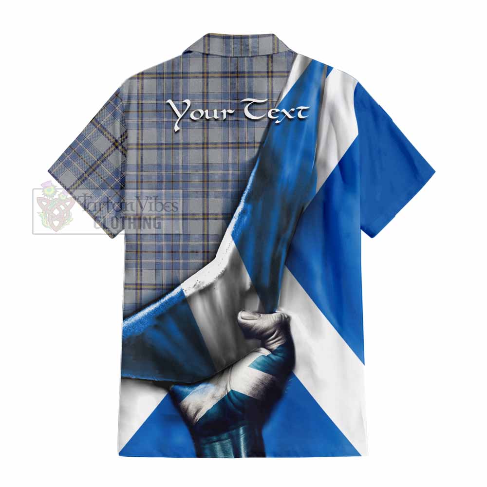 Tartan Vibes Clothing Tweedie Tartan Short Sleeve Button Shirt with Family Crest Scotland Patriotic Style