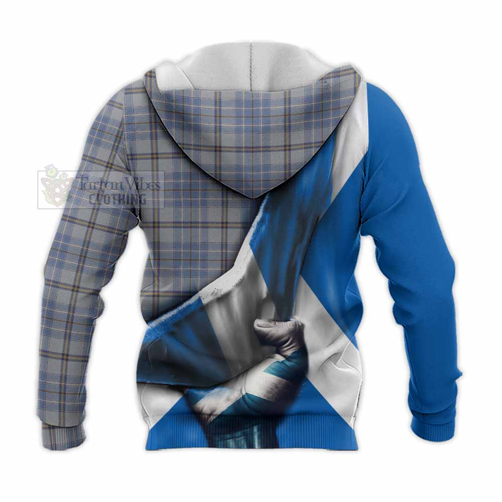 Tartan Vibes Clothing Tweedie Tartan Knitted Hoodie with Family Crest Scotland Patriotic Style