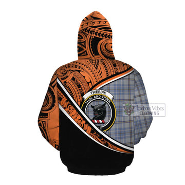 Tweedie Crest Tartan Cotton Hoodie with Polynesian Vibes Style - Orange Version