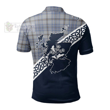 Tweedie Tartan Polo Shirt Featuring Thistle and Scotland Map