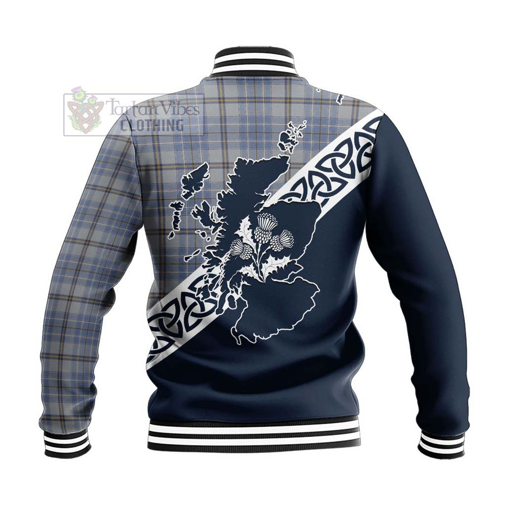 Tartan Vibes Clothing Tweedie Tartan Baseball Jacket Featuring Thistle and Scotland Map