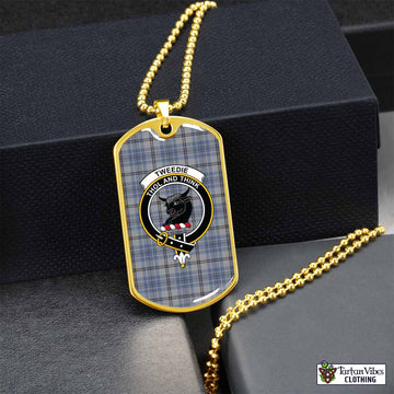 Tweedie Tartan Dog Tag Necklace with Family Crest