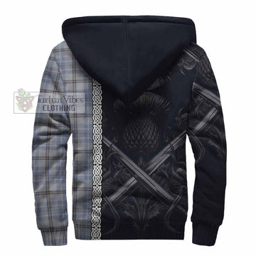 Tweedie Tartan Sherpa Hoodie with Family Crest Cross Sword Thistle Celtic Vibes