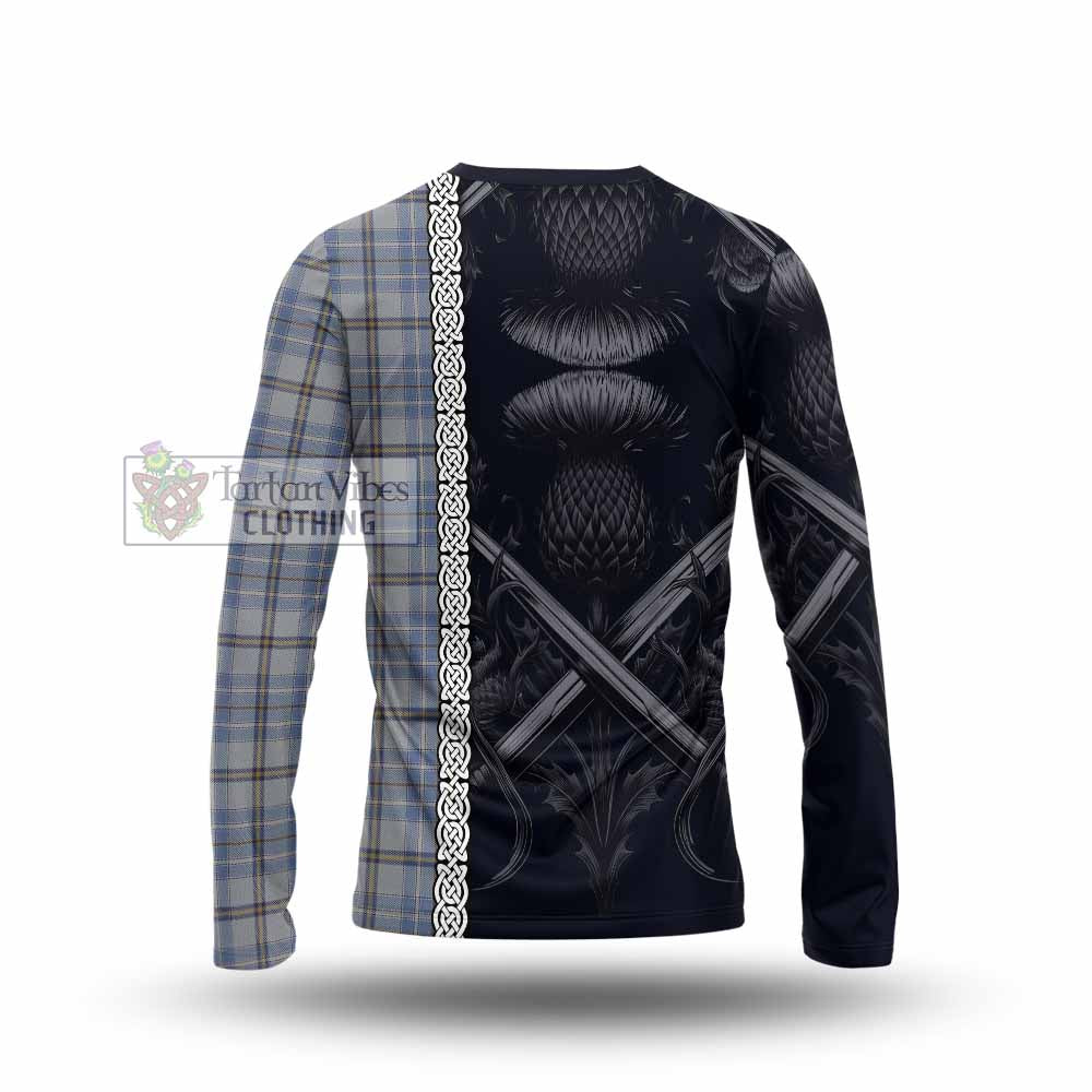 Tartan Vibes Clothing Tweedie Tartan Long Sleeve T-Shirt with Family Crest Cross Sword Thistle Celtic Vibes