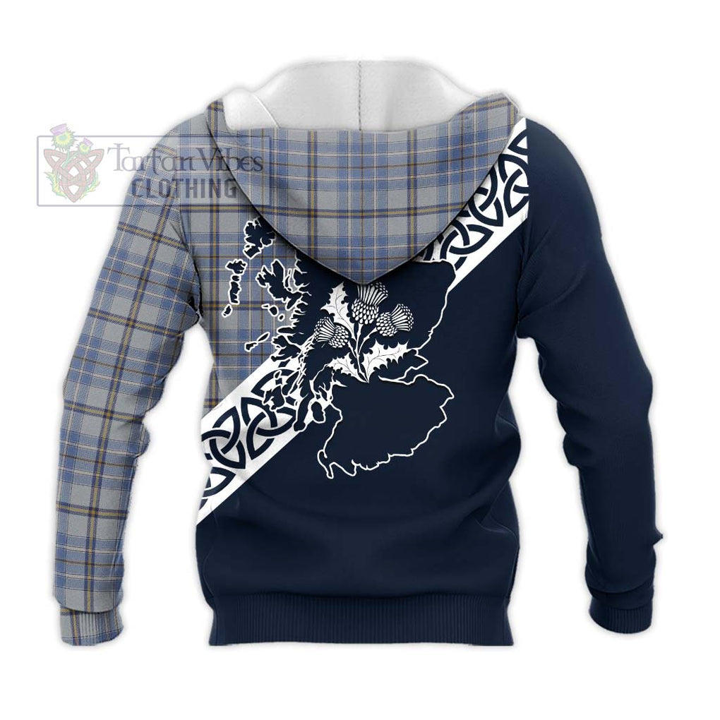 Tartan Vibes Clothing Tweedie Tartan Knitted Hoodie Featuring Thistle and Scotland Map