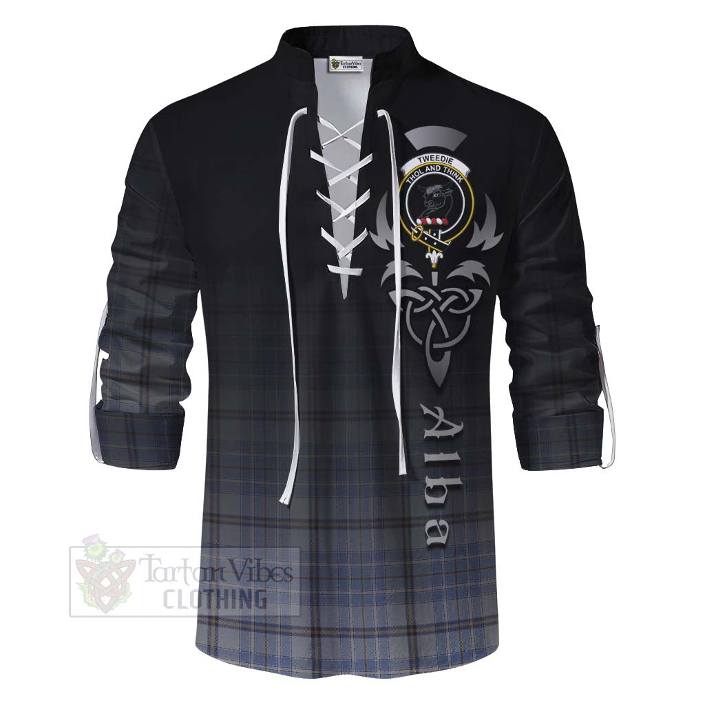 Tartan Vibes Clothing Tweedie Tartan Ghillie Kilt Shirt Featuring Alba Gu Brath Family Crest Celtic Inspired