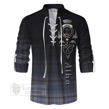 Tweedie Tartan Ghillie Kilt Shirt Featuring Alba Gu Brath Family Crest Celtic Inspired