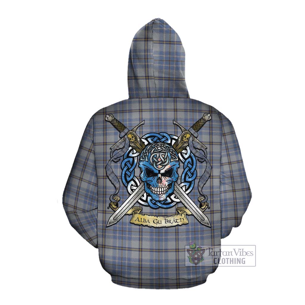 Tartan Vibes Clothing Tweedie Tartan Cotton Hoodie with Family Crest Celtic Skull Style