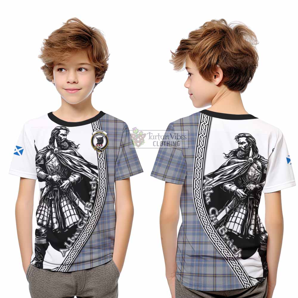 Tweedie Tartan Clan Crest Kid T-Shirt with Highlander Warrior Celtic Style