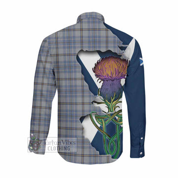 Tweedie Tartan Family Crest Long Sleeve Button Shirt Scottish Thistle Celtic Inspired Men's Shirt - Tartan Vibes Clothing