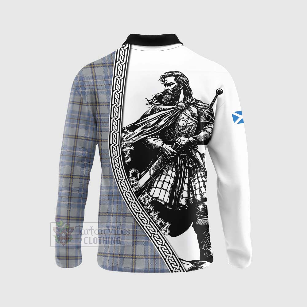 Tartan Vibes Clothing Tweedie Tartan Clan Crest Long Sleeve Polo Shirt with Highlander Warrior Celtic Style