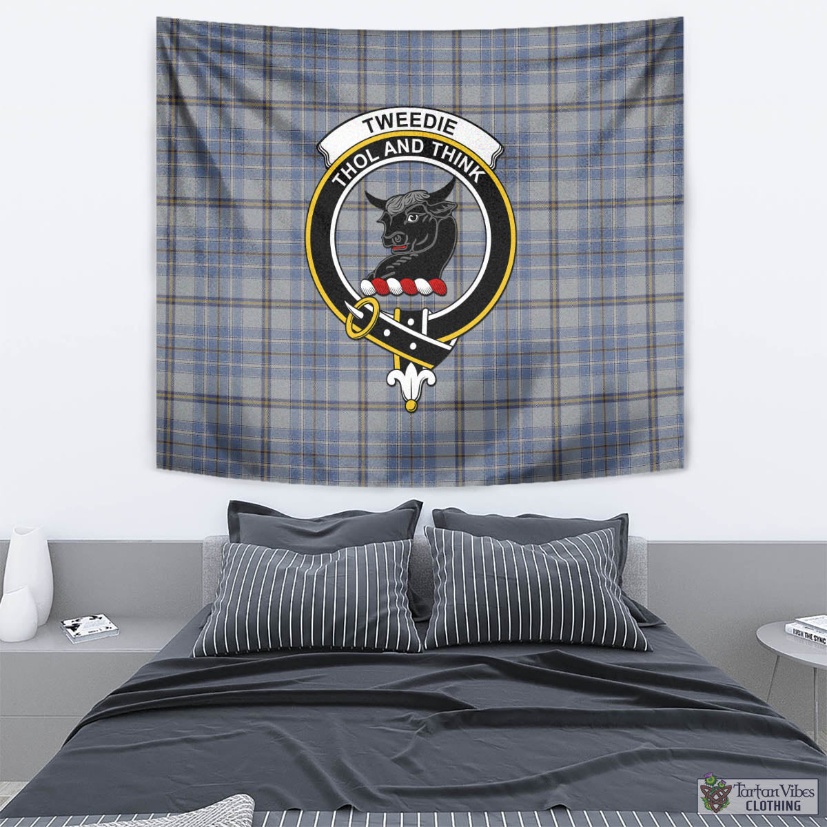 Tartan Vibes Clothing Tweedie Tartan Tapestry Wall Hanging and Home Decor for Room with Family Crest